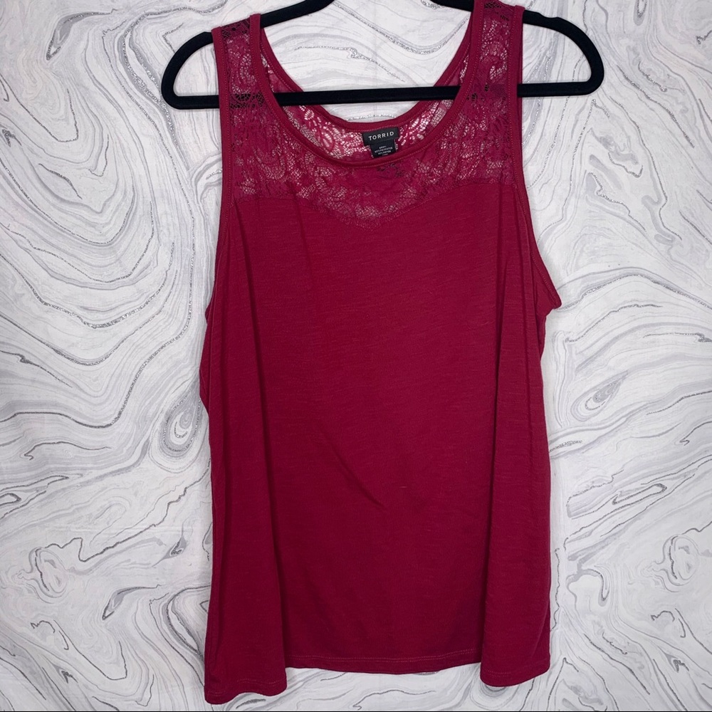 Torrid | Maroon Lace Inset Tank 2XL
